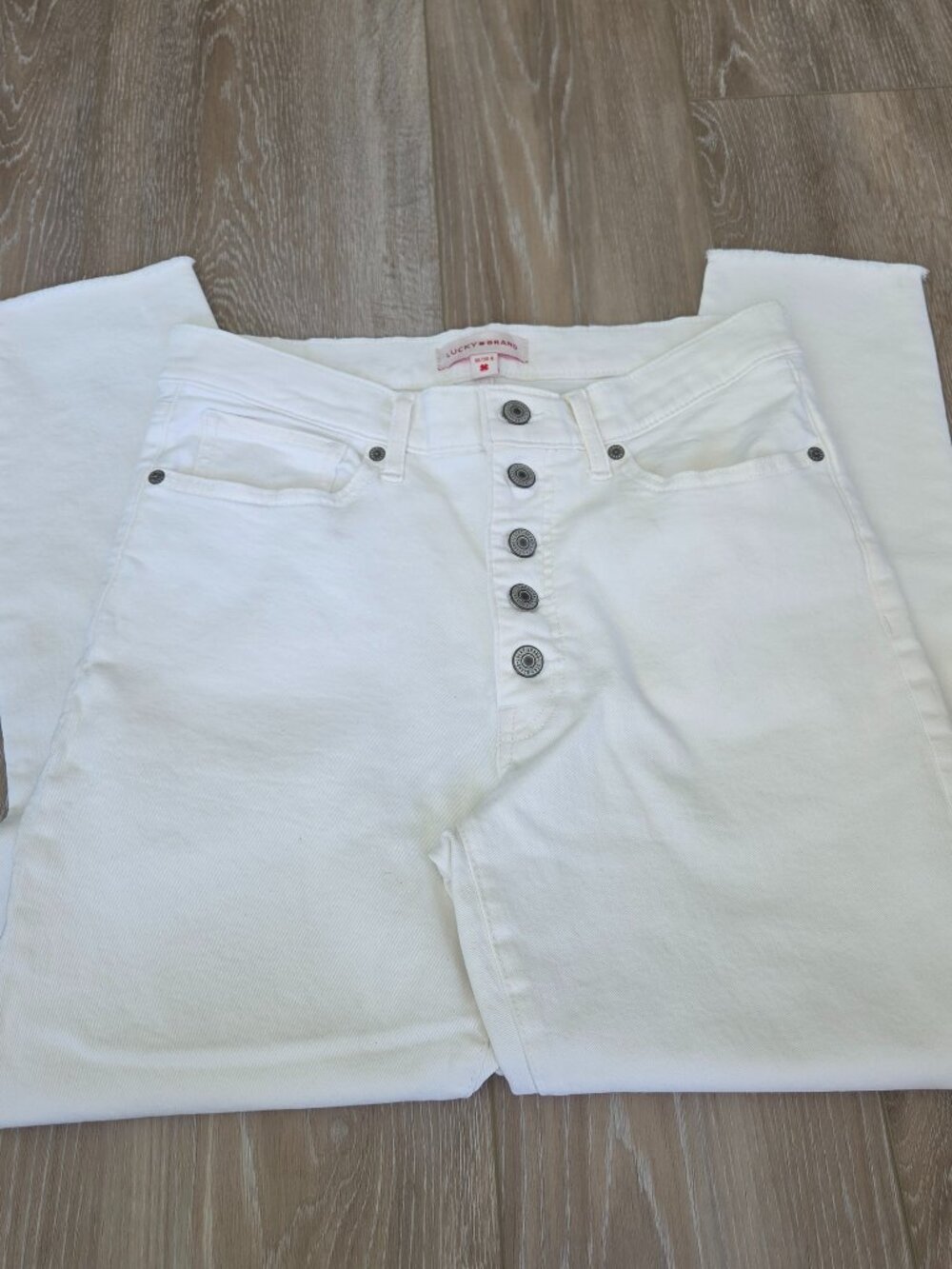Lucky Brand Bridgette High Rise Skinny White Raw Hem Jeans - Size 10/30